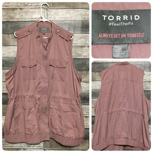 Torrid Utility Vest 100% Lyocell Women’s Plus Size 3 Pink Full Zip Casual